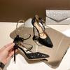 Ombre High Heels Women's Summer New Pointed Toe Shallow Mouth Sequin Crystal Wedding Shoes Versatile Stiletto Shoes