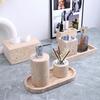 Natural Marble Yellow Travertine Tray, Bathroom Wash Set, Aromatherapy Ornament, Hand Sanitizer Bottle, Tissue , Antique Style