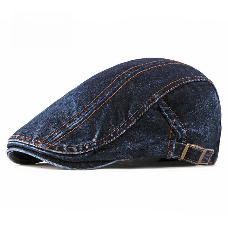 

1Pc Four Seasons Denim Solid Newsboy Caps Men Washed Flat Peaked Cap Women Painter Beret Hats,Men Painter Beret Hats For Tralve One Size