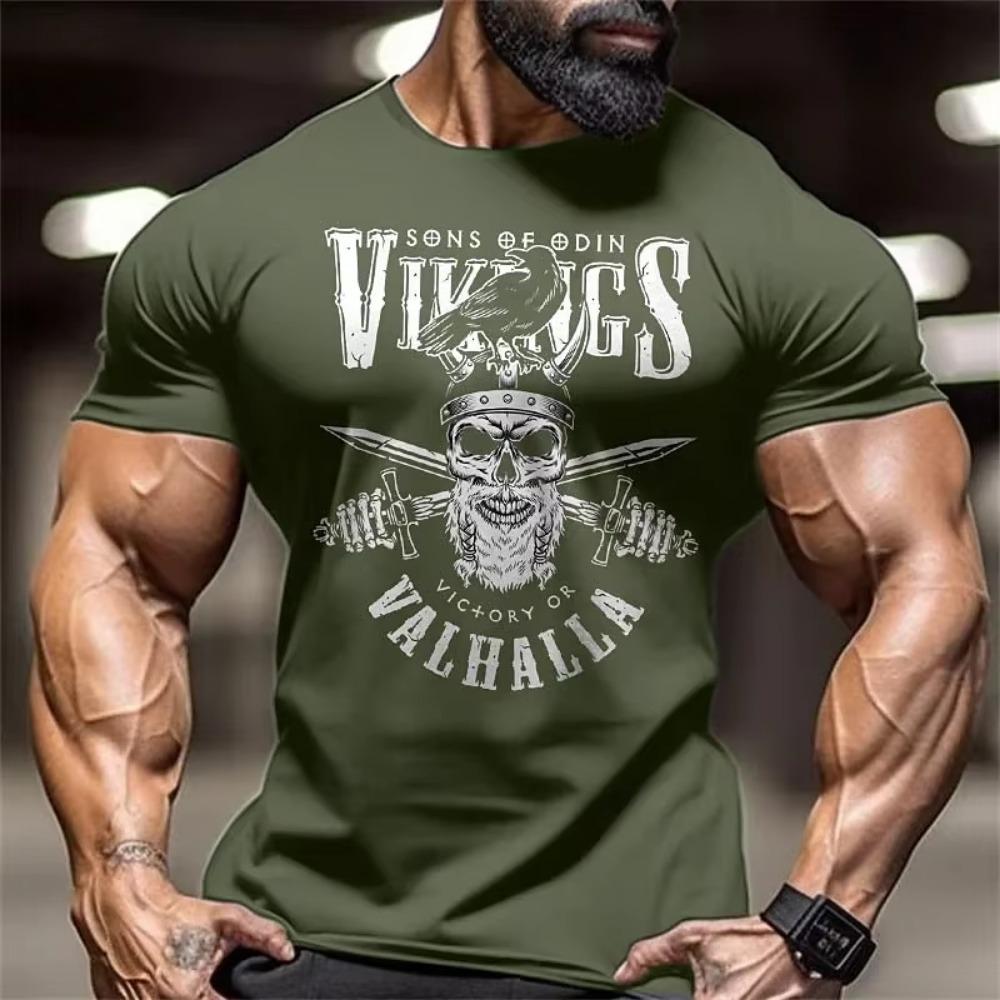 Módní tričko s 3D potiskem lebky pro muže Léto Outdoor Fitness Sportovní trička Neformální Topy s krátkým rukávem a výstřihem do O Rychloschnoucí pulovr