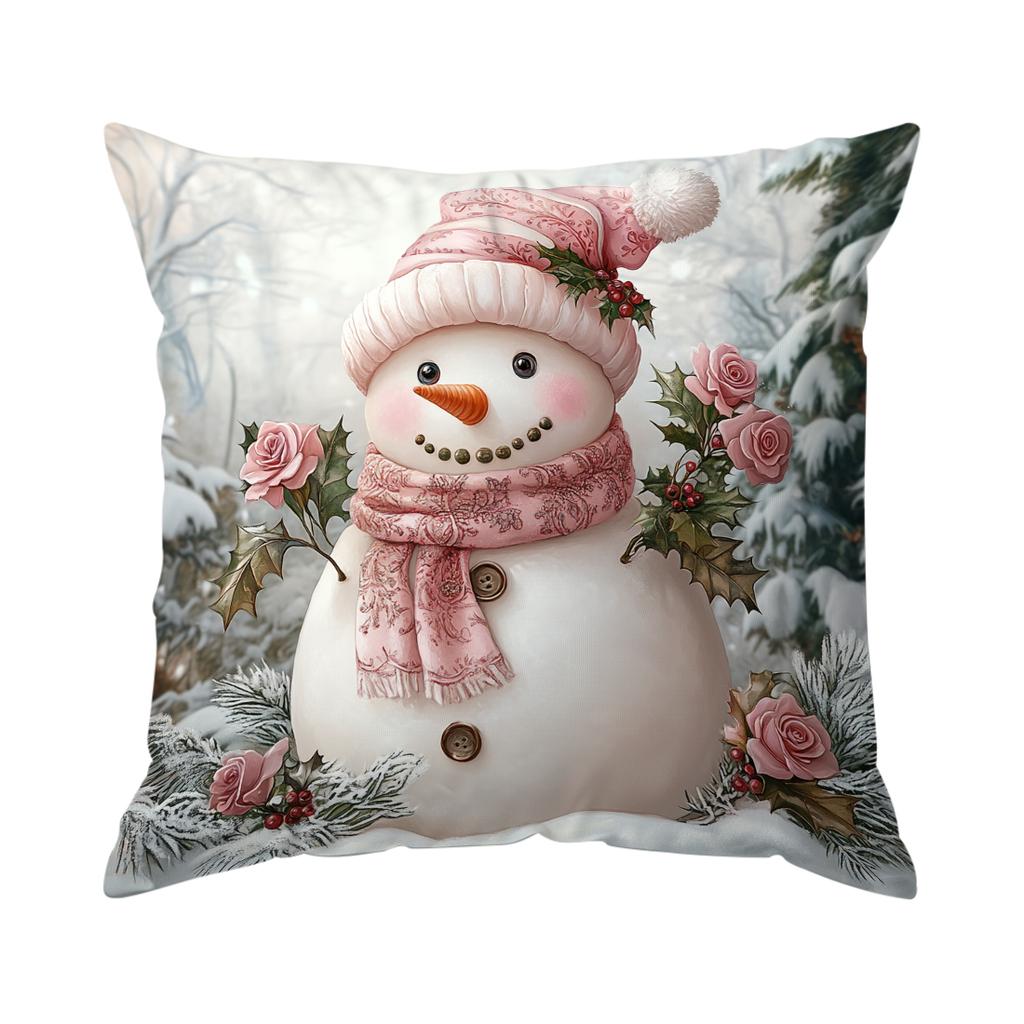 Pink Christmas Cushion Pillowcase Printed Polyester 45X45Cm Throw Pillowcover Decorative Sofa Cushion Pillowslip Home Decor