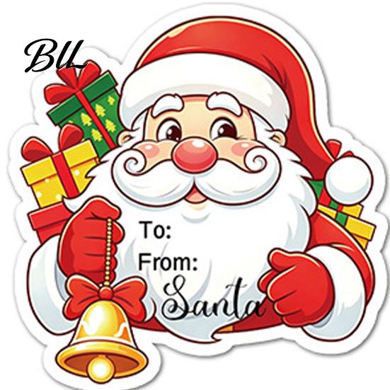Holiday Decorative Adhesive Seals 45Pcs Christmas Santa Sticker Set, Cartoon DIY Handwrite Label Decals for Gift Tags, Claus Party Favor Craft