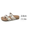 Fashion Summer Beach Clip Toe Wedge Slippers Women Fashion Double Buckle Cork Flat Slides Woman Stylish Weightlight Slip On Slides Mujer