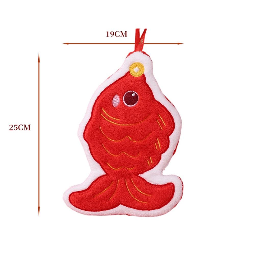 

New Coral Velvet New Year Hand Towel Thickened Good Luck Handkerchief Hanging Absorb Water Bathroom Kerchief Home Decoration