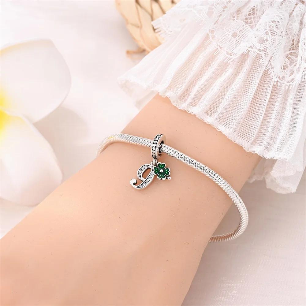 Anniversary Copper Heart-Shaped Charms Lucky Number Beads Four-Leaf Clover Pendants Fit Original Bracelet Fine Diy Jewelry