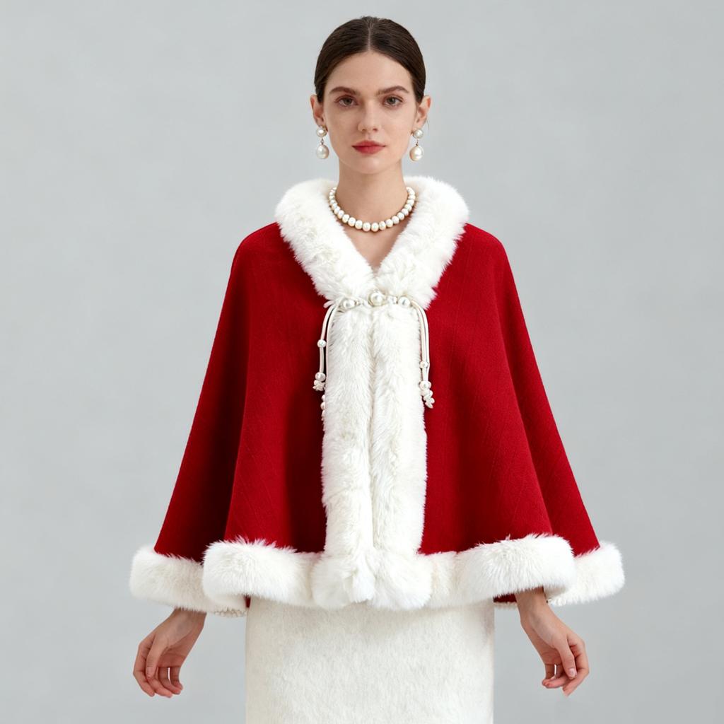 New Velvet And Thick Fur Collar Shawl For Women To Keep Warm