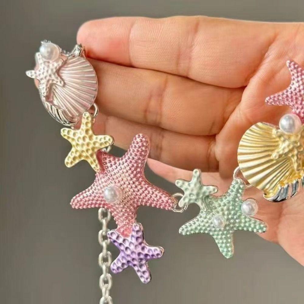 Zinc Zinc Alloy Rhinestone Pearl Shell Starfish Necklace Sea Series Starfish Beach Bracelet  Beach