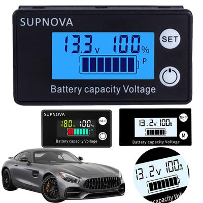Battery Capacity Indicator Lead-acid Lithium LiFe PO4 LCD Digital Electricity Meter Voltmeter Voltage Gauge for Car Motorcycle