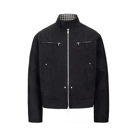 

Куртка Харрингтон IWTFF второго поколения из стираного холста - Тяжелая повседневная рабочая одежда со стойкой 3XL чёрный