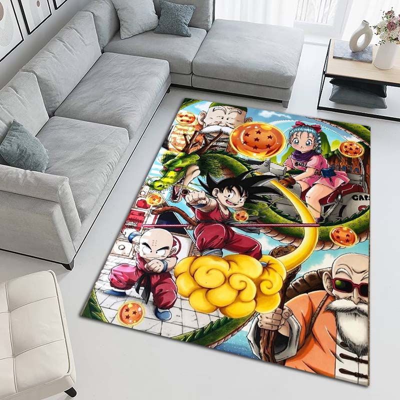 Cartoon dragon image Dragon Ball anime game rug, suitable for game rooms, bedrooms, living rooms, sofas, and other home décor;