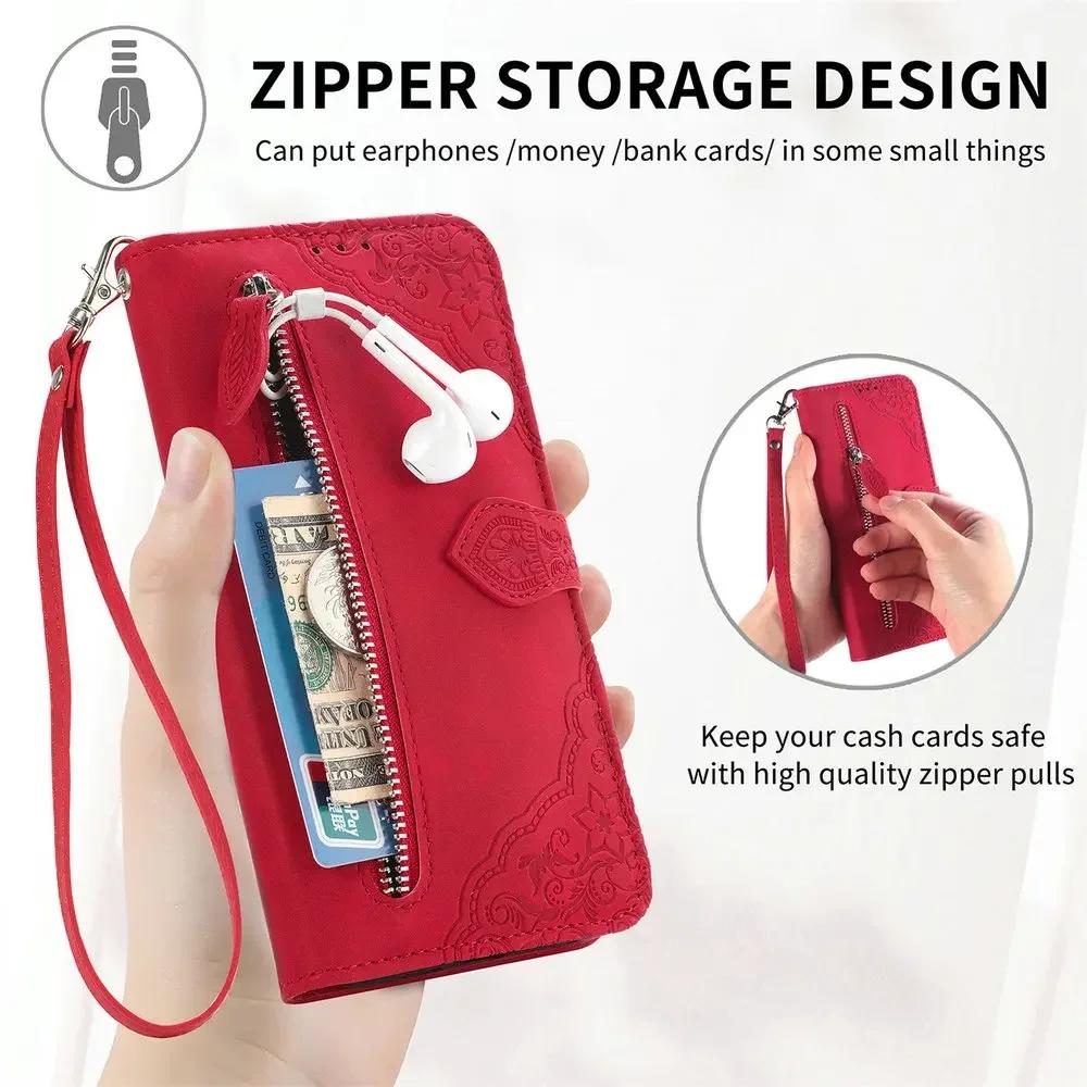 Étui de luxe Honor Magic 8 7 6 Pro 6 Lite 5G Bandoulière Fermeture Éclair Cuir Funda Honor Magic7 Pro 8 Lite Magic6 Pro Portefeuille Housse Livre