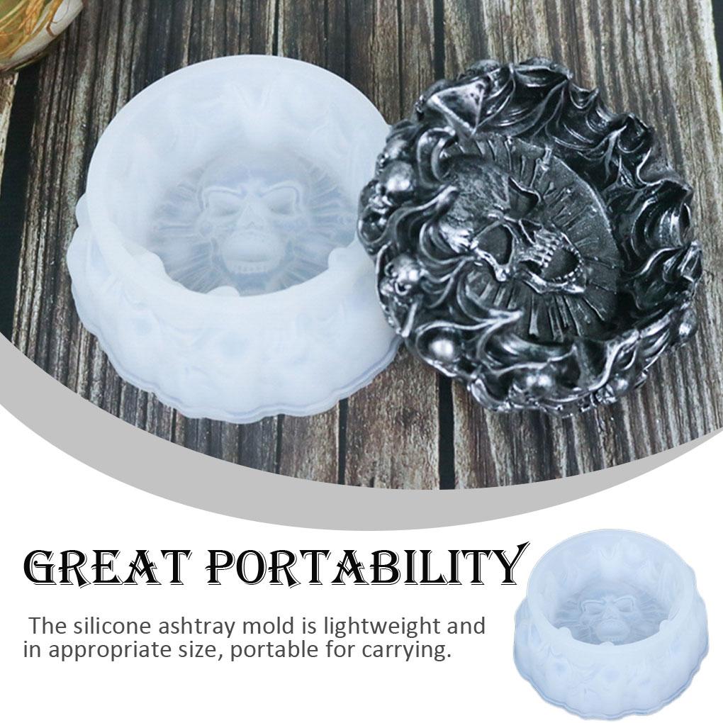Skeleton Skull Ashtray Silicone Mold Resin Candle Holder Molds Reusable Waterproof Household Easy To Demould Home Decoration Cup
