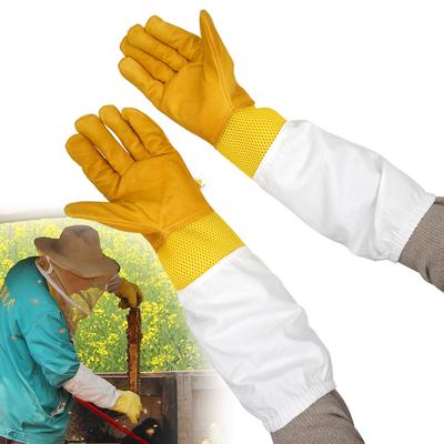 1 Paire de Gants d'Apiculture Manches Protectrices Respirants Anti-Abeilles Grande Taille Peau de Mouton Gants Longs Pour Apiculteur Outils d'Apiculture