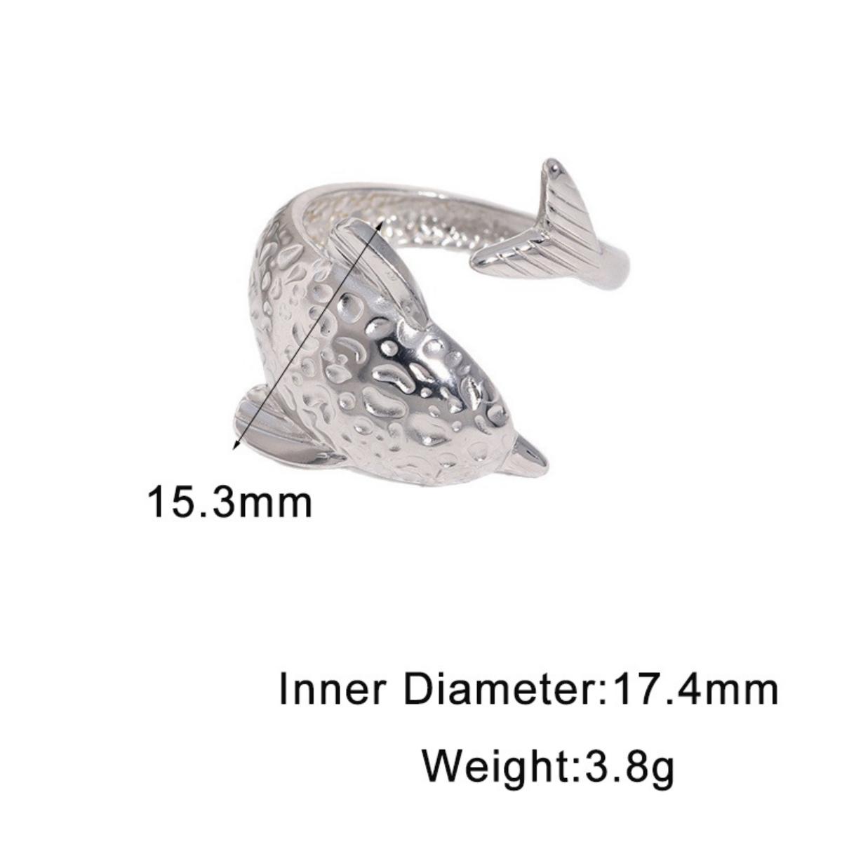 New Ocean Style Series Stainless Steel Rings Women Dolphin Adjustable Open Rings Personalized No Fade Party Jewelry Accessories