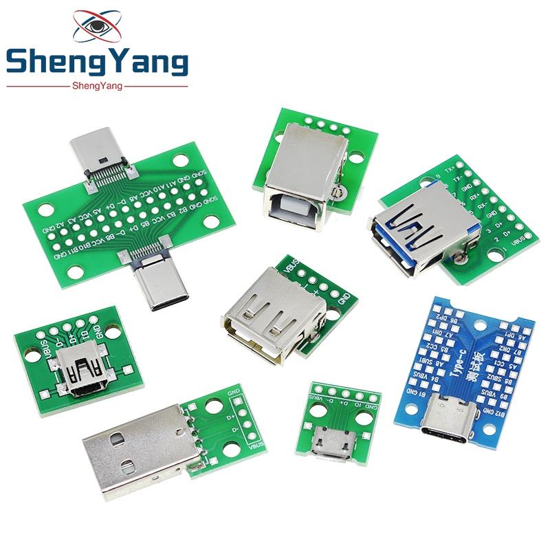 5/10 Stück USB-Stecker / Mini-Micro-USB auf DIP-Buchse Adapter 2,54 Stecker B Typ-C USB 2.0 3.0 Buchse Konverter