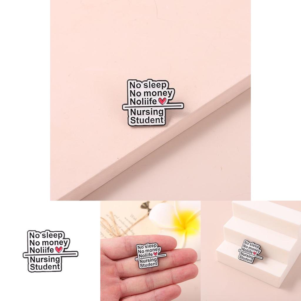 Trendy Alloy No Life Badge Brooch Geometric Design For Unisex Fashion Accessory