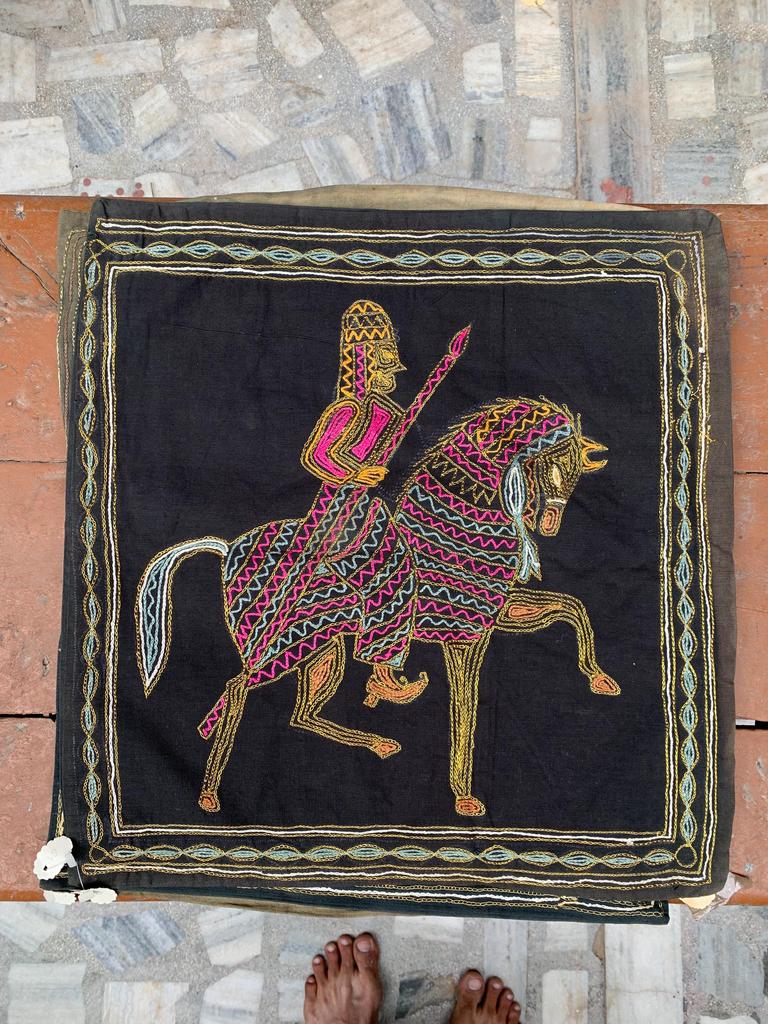 Hand Embroidered Cotton Pillow Cover: Bohemian Decorative Cushion 40