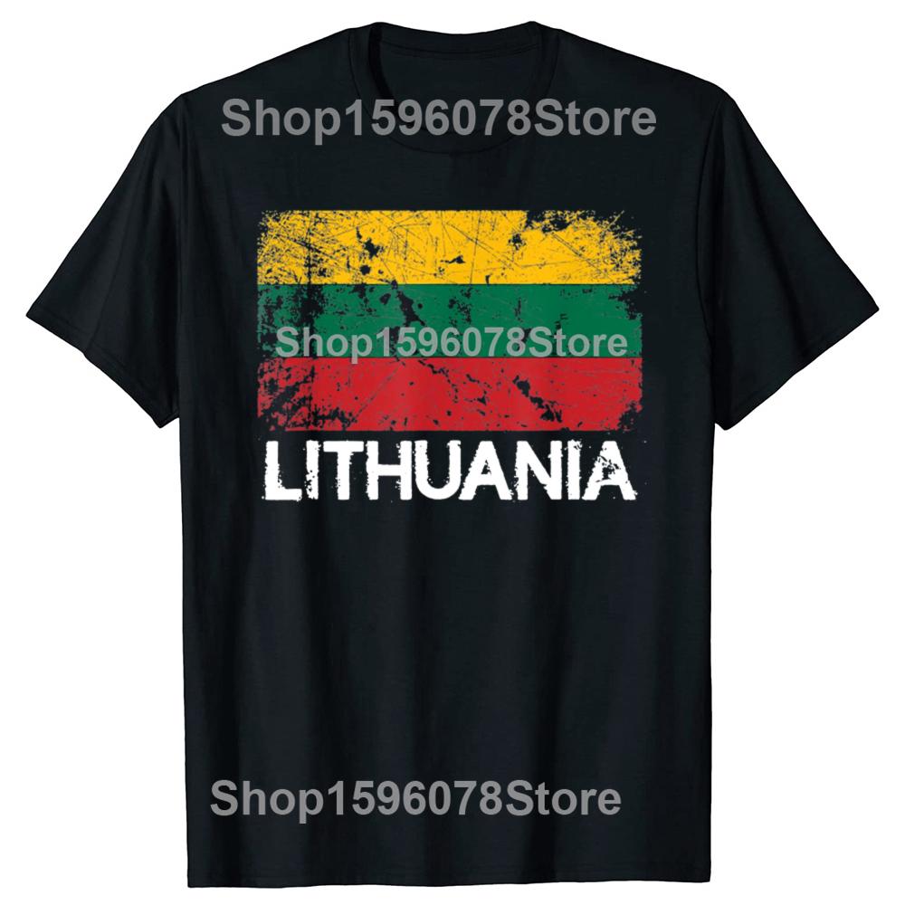Lithuanian Flag Vintage Made In Lithuania T Shirts Streetwear Short Sleeve Birthday Gifts Summer Style T-shirt Mens Clothing