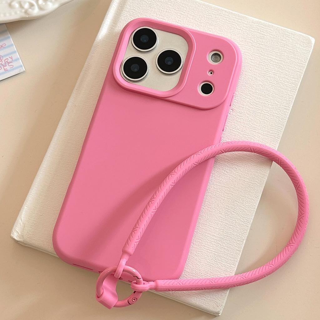 Ins Solid Color Simple Iphone17pro Max for 15 iPhone Case 16 Premium Silicone Hand Rope 13 Soft