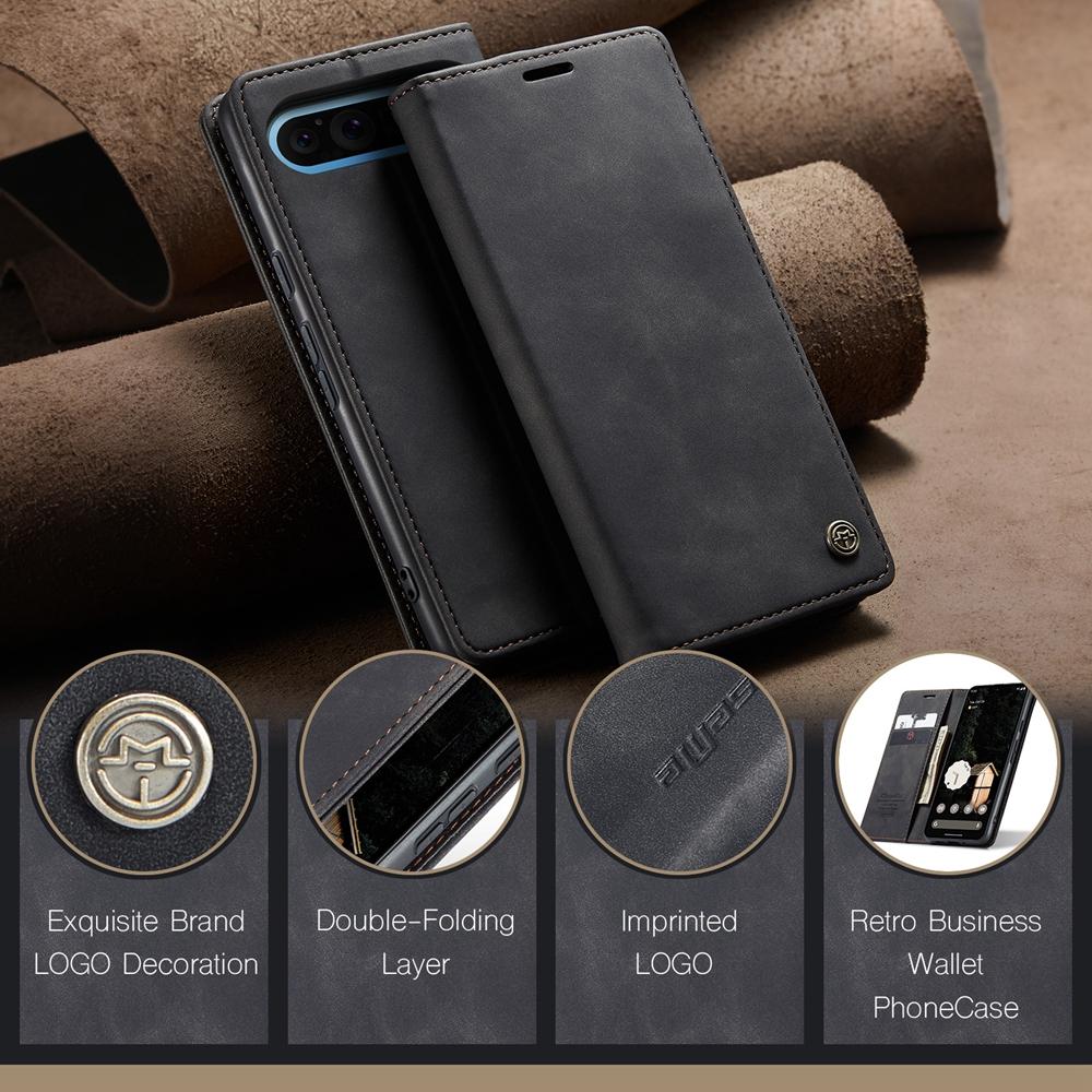 

Магнитный кожаный чехол-книжка с подставкой, чехол-кошелек, защита от падений, чехол для телефона Google Pixel 9 Pro XL 8 7 Pro 6 8A 7A 6A, держатель для карт Pixel 6A чёрный