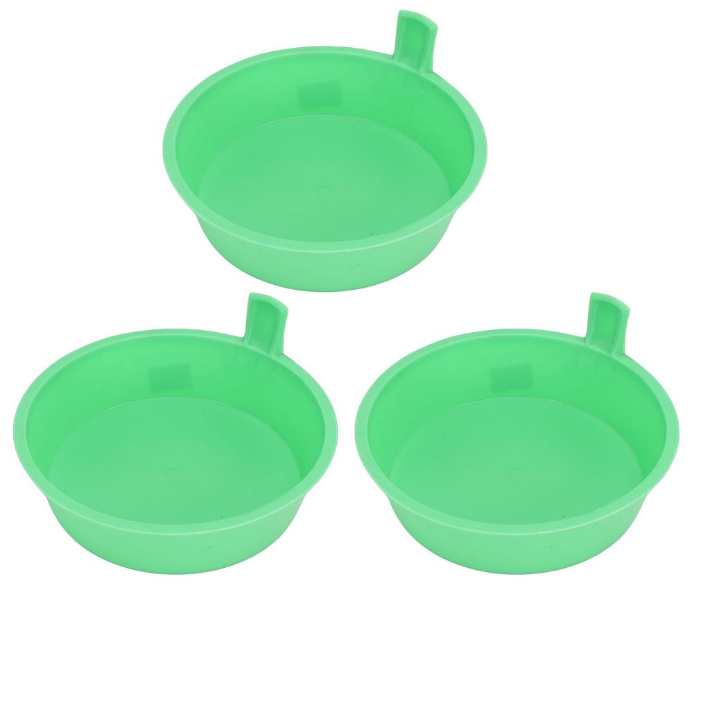3 Pcs Feed Pan Thickened PP Plastic Round Livestock Feeder Bucket with Handle for Chicken Duck Goose