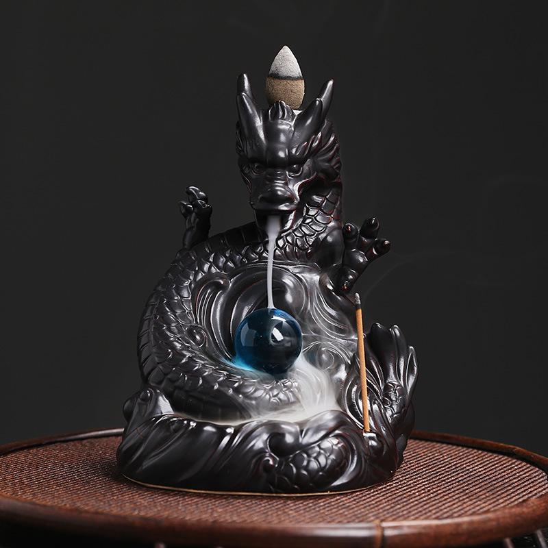 Classic Ceramic Dragon Backflow Incense Burner - Large, Creative Home Decor