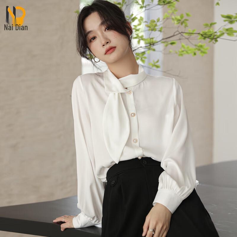 

Nai Dian Women s Semi-High Collar White Short Sleeve Business Shirt S