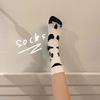 Classic Black And White Cow Pattern Women'S Socks Cute Student Harajuku Versatile Trend Skateboard Mid-Tube Cotton Socks