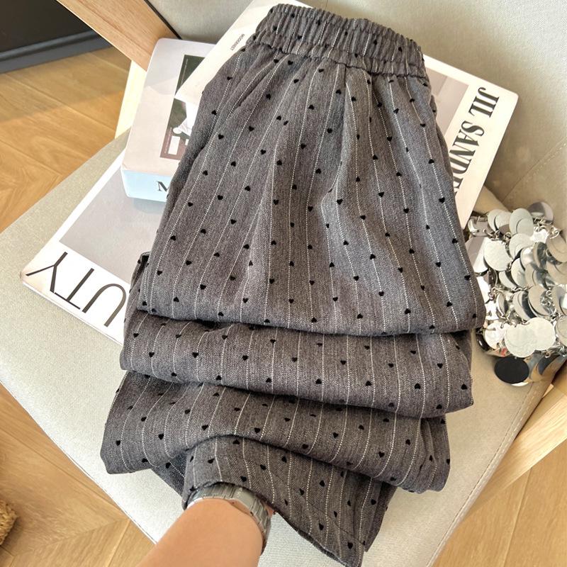 Women's Polka Dot Wide-Leg Pants - High Waist, Loose Fit, Floor-Length, 2025 Spring/Autumn Collection.