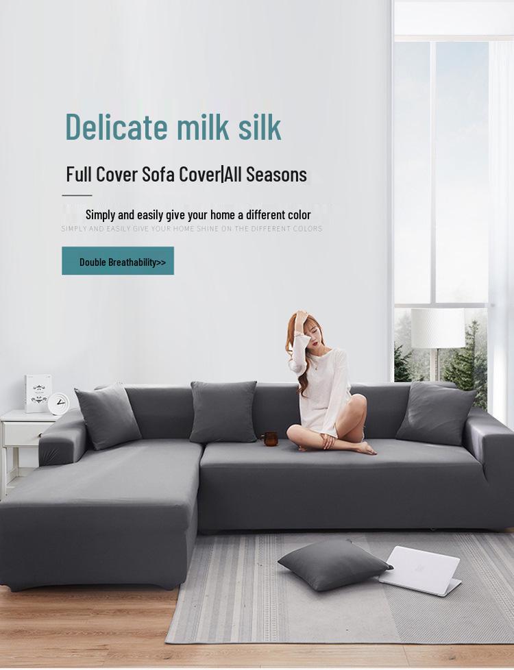 Universal Elastic Sofa Cover - Solid Color, Anti-Scratch, Four Seasons Protection for Chaise Lounge