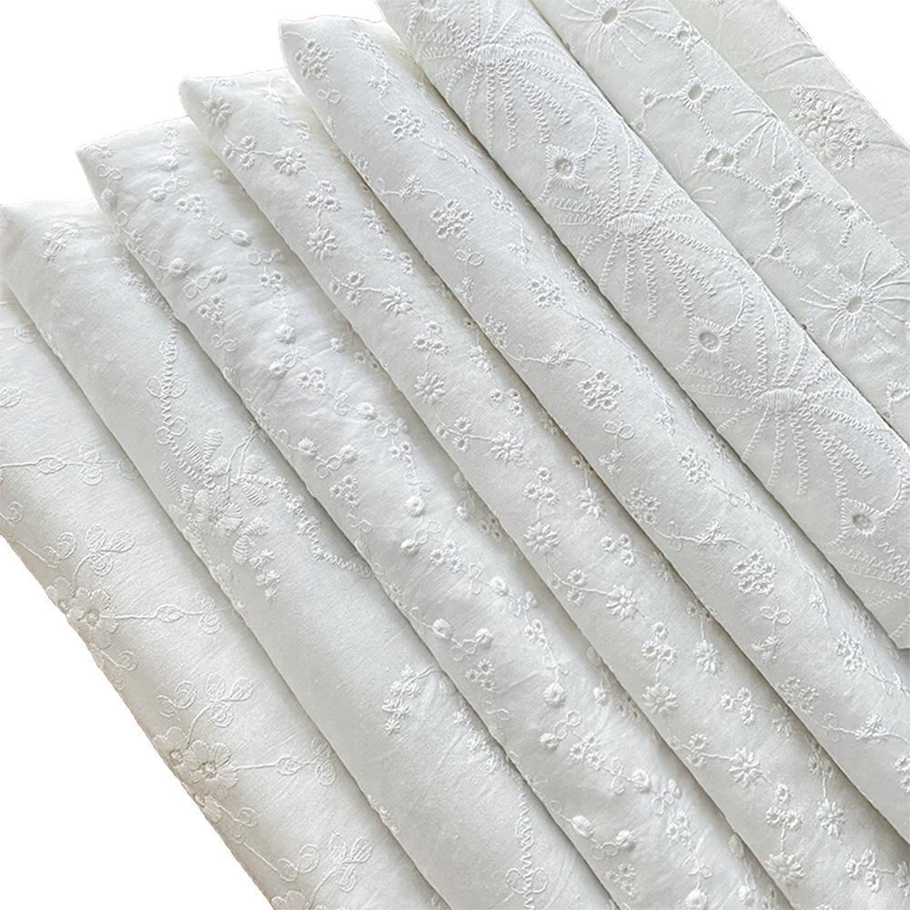 Wavy Edge Embroidered Cotton Fabric for Dresses, Kids' Clothing, Home Textiles, Tablecloths, and Shirts