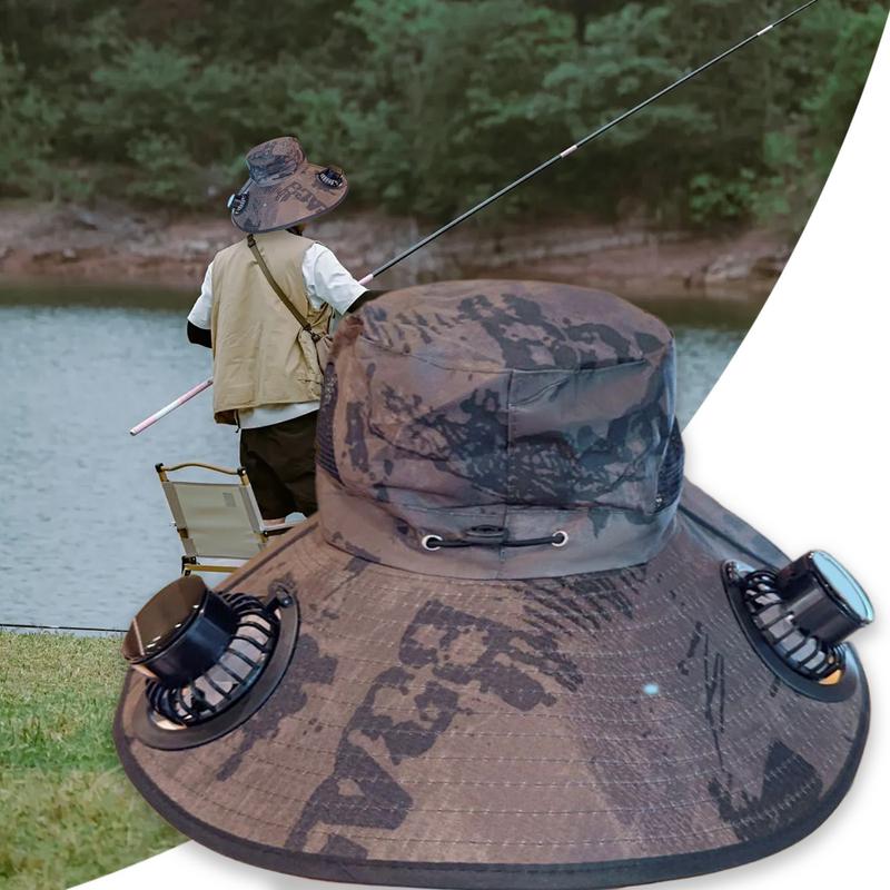 Fan Hats For Men Wide Brim USB Sun Hat With Fan Women's Caps For Fishing Golf Summer Hiking Boating Work Camping