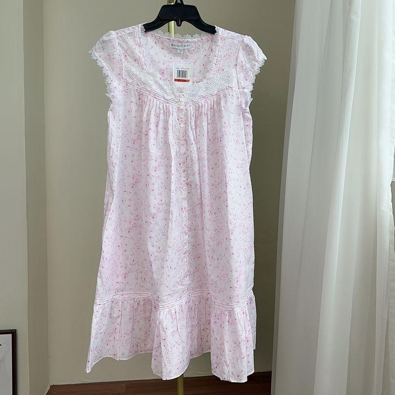 

French style Vintage Dress EW Pure Cotton Cloth Women Summer Thin Midi dress Short sleeve Pajamas Homewear Can Be Worn outside Skirts Pink floral short sleeve Cardigan woven 2X