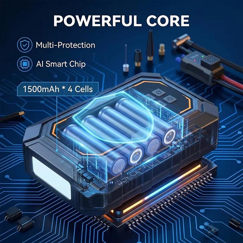 Portable 4 In 1 Car Jump Starter Air Compressor Tire Pump Led Lighting Power Bank 12V Car Battery Starter Car Battery Charger