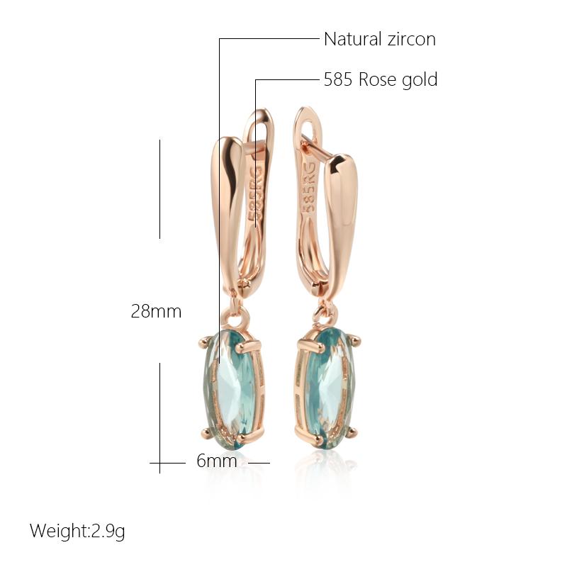 Kienl New Simple Rose Gold Color Long Earring For Women Luxury Green Natural Zircon Drop Earring High Quality Daily Jewelry