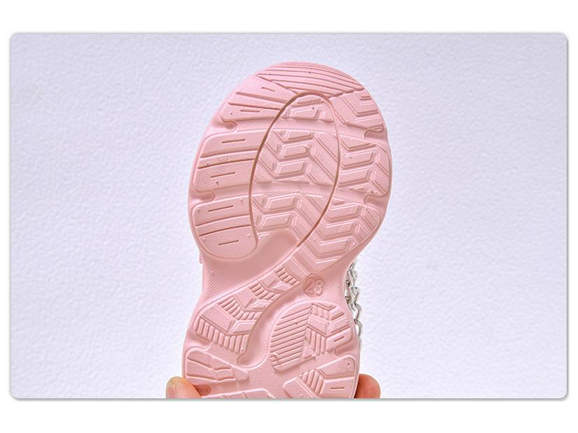 2025 Spring/Autumn Girls' LED Light-Up Pearl Chain Princess Sneakers with Soft Soles