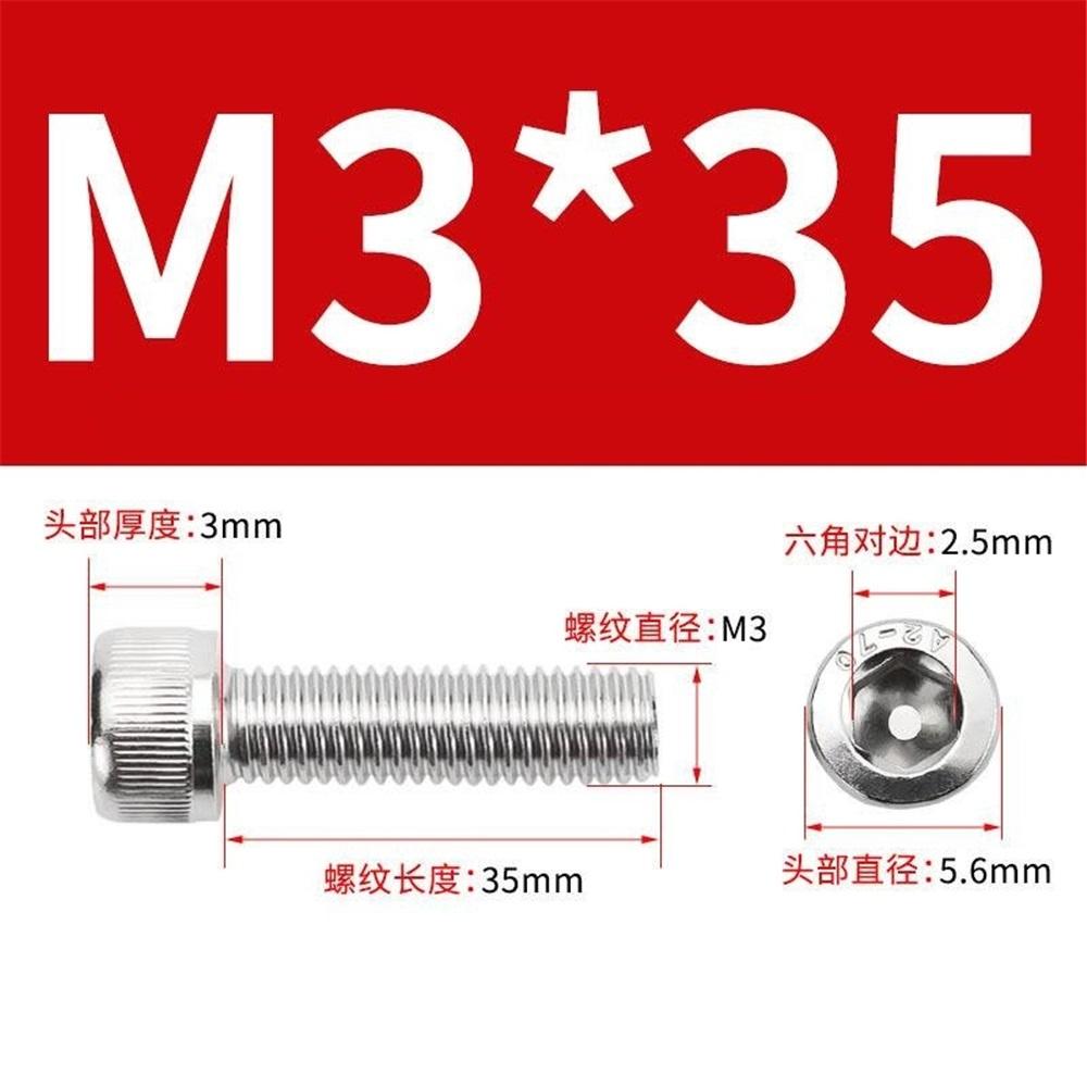 50 Pcs M3 x 8 mm hexagon socket screws, 304 stainless steel hexagon socket drive machine screws