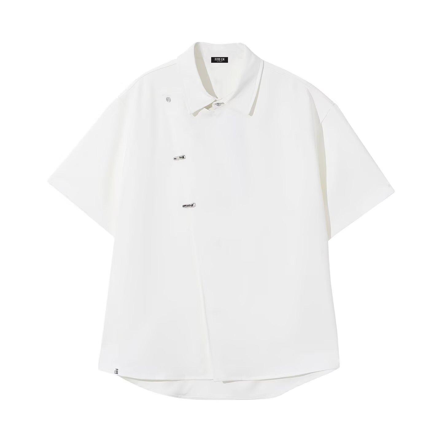 

Мужская летняя одежда в гонконгском стиле, студенческая, свободная, нишевый дизайн, забавная новая мужская рубашка, верхняя одежда, ретро рубашка с коротким рукавом M белый