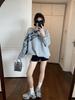 American Retro Diagonal Shoulder Loose T-shirt Women Y2k Letter Printing Design Long Sleeved Tops Autumn Korean Fashion Hight Street Casual Pullover