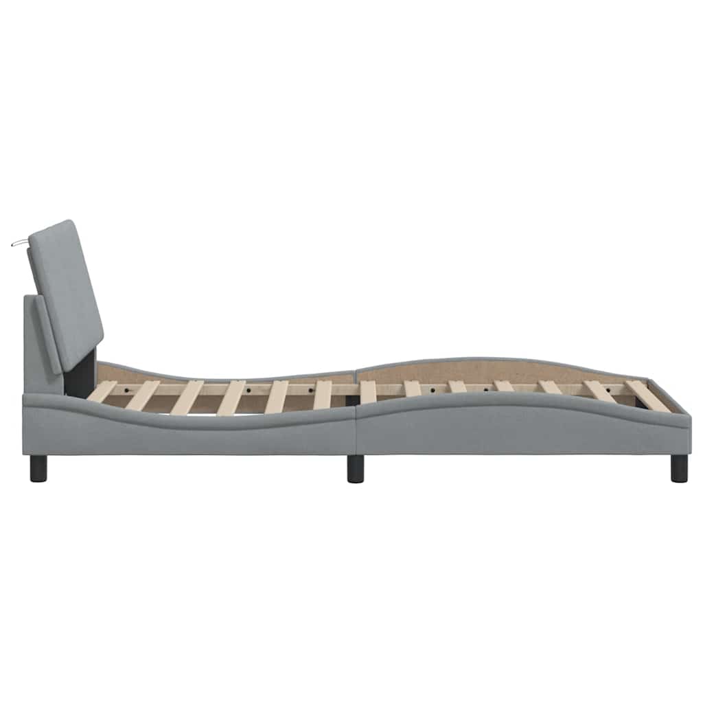 Bed Frame without Mattress  Hanko  Light Grey 80 x 200 cm Fabric