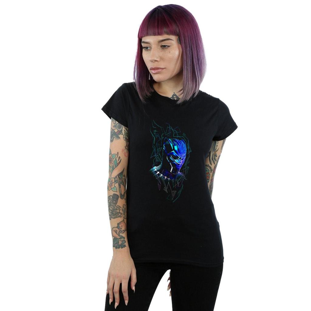 Marvel Damen/Damen Black Panther Neon Mask Baumwoll-T-Shirt