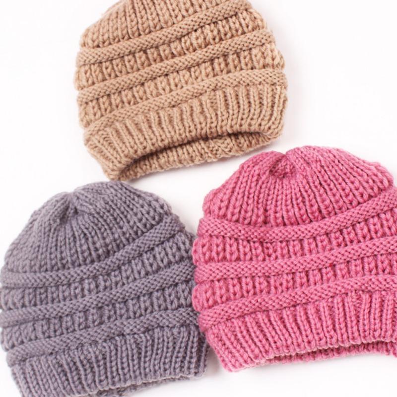 New Children's Knitted Hats, Autumn and Winter Warm Candy-colored Baby Boys and Girls Baby Wool Hats