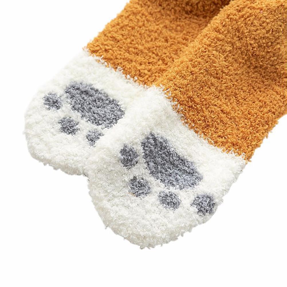 Cat Paw Socks Plush Slipper Sock Soft Comfortable Winter Fluffy Home Sock