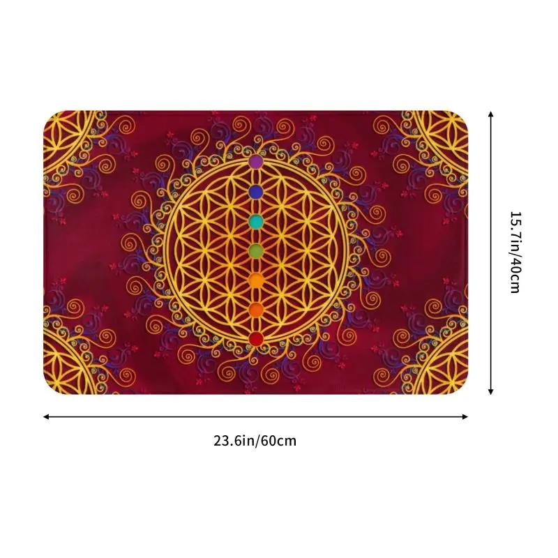 Fußmatte „Blume des Lebens“ für Küche, Bad, Garten, Terrasse oder Balkon – rutschfest, ideal für den Außenbereich, spirituell, Yoga, Zen und als Mandala-Fußmatte.