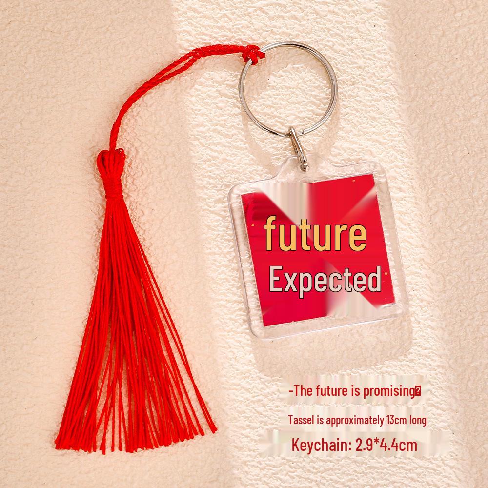 Inspirational Tassel Pendant Keychain: Chinese Style Blessing Plaque for Back-to-School Gift