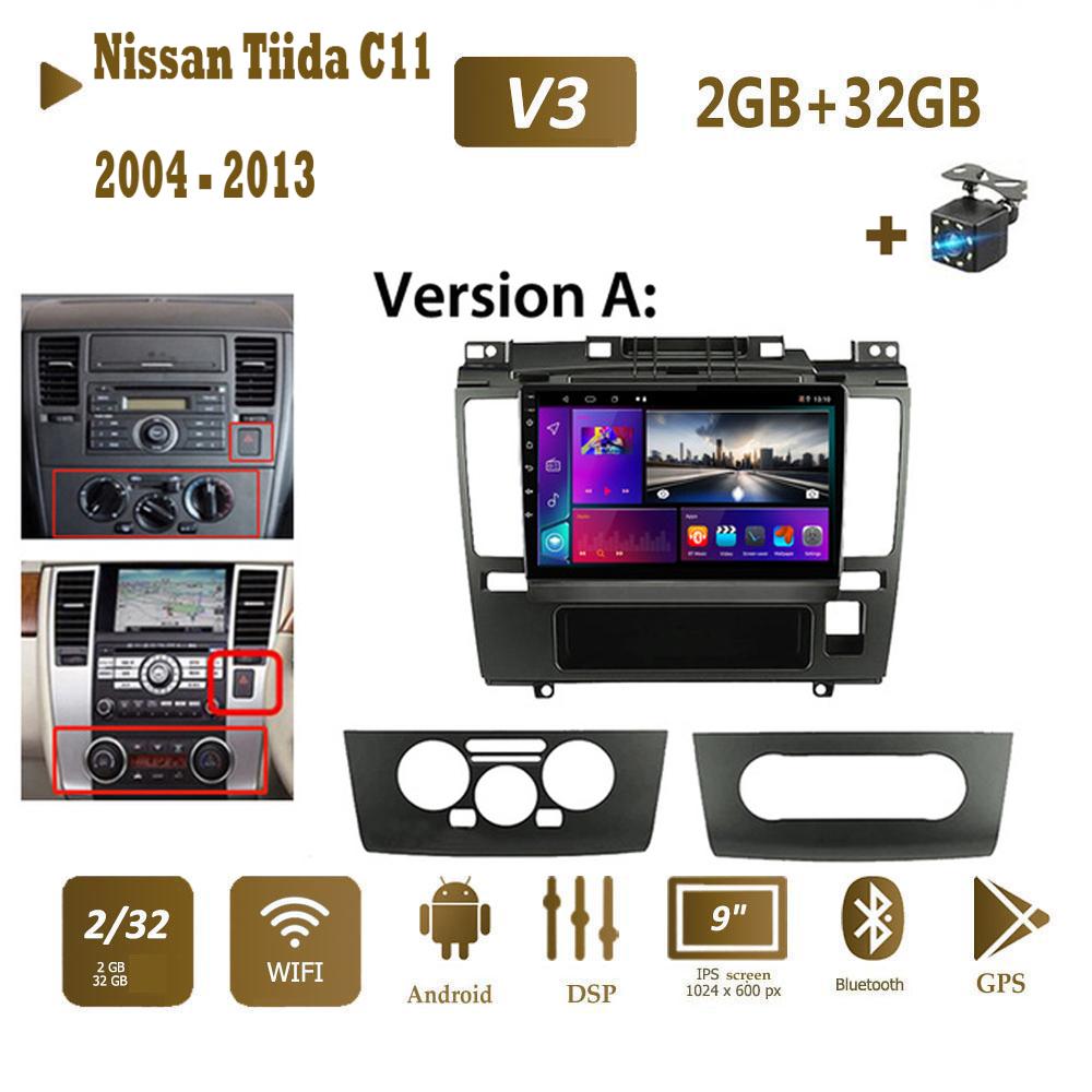 Autoradio Android pentru Nissan Tiida C11 2004 - 2013 Carplay Navi GPS Multimedia Video Player Stereo 2din 2+32GB