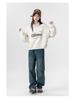 European Style Stand Collar High Waist Sweatshirt for Women - Plus Size, Slimming, Loose Fit, Short Top for Spring & Autumn 2025