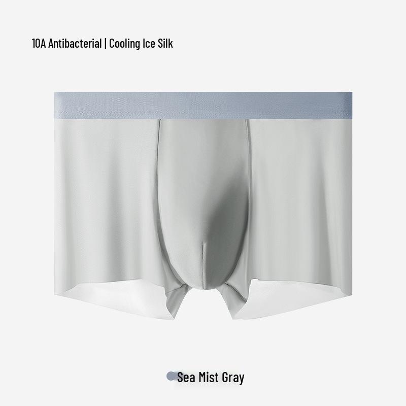 Men's Breathable Ice Silk Boxer Briefs: Lightweight, Antibacterial, Seamless, Plus-Size Underwear for Summer