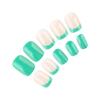 24 Pcs Green French Tip False Nail Flowers Press On Nail Solid Color Stick on Nail Manicures Supplies for Woman