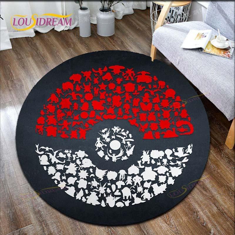 

Cartoon Pokemon Print Children Pikachu Carpet Area Rugs Round Carpet for Living Room Floor Mat Flannel Anti-Slip Mat Room Decor 120cm